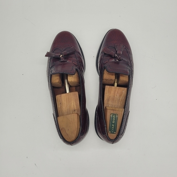 Allen Edmonds Shoes Men 8D Auburn  Burgundy Wingtip Slip On Loafers - Picture 8 of 15